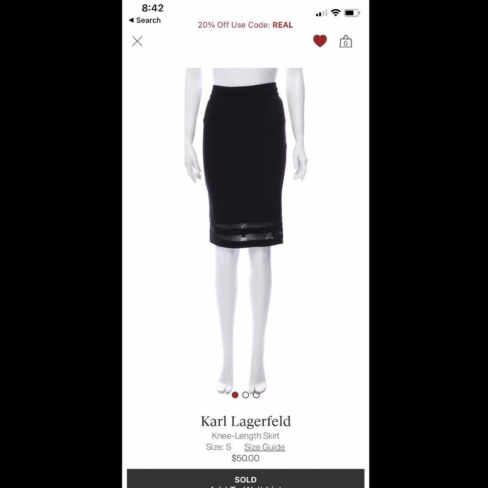 Karl Lagerfeld Black Pencil Skirt with Sheer Stripes